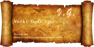 Velki György névjegykártya